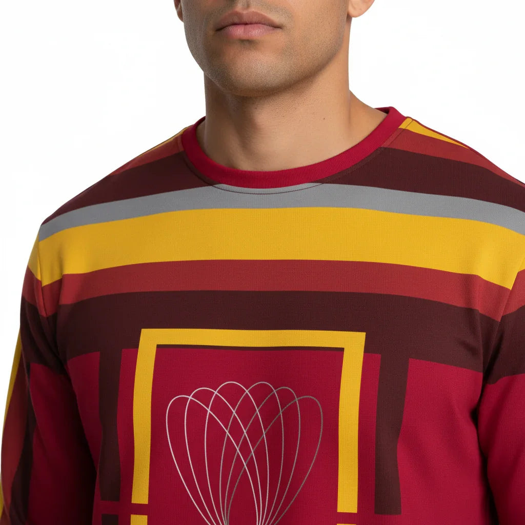 Close-up of chest graphic