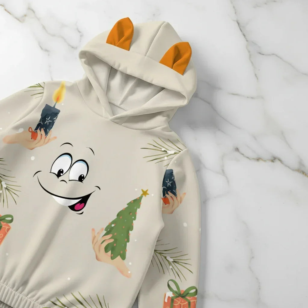 Close-up of Christmas tree and gift pattern