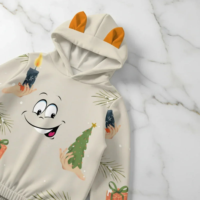 Close-up of Christmas tree and gift pattern