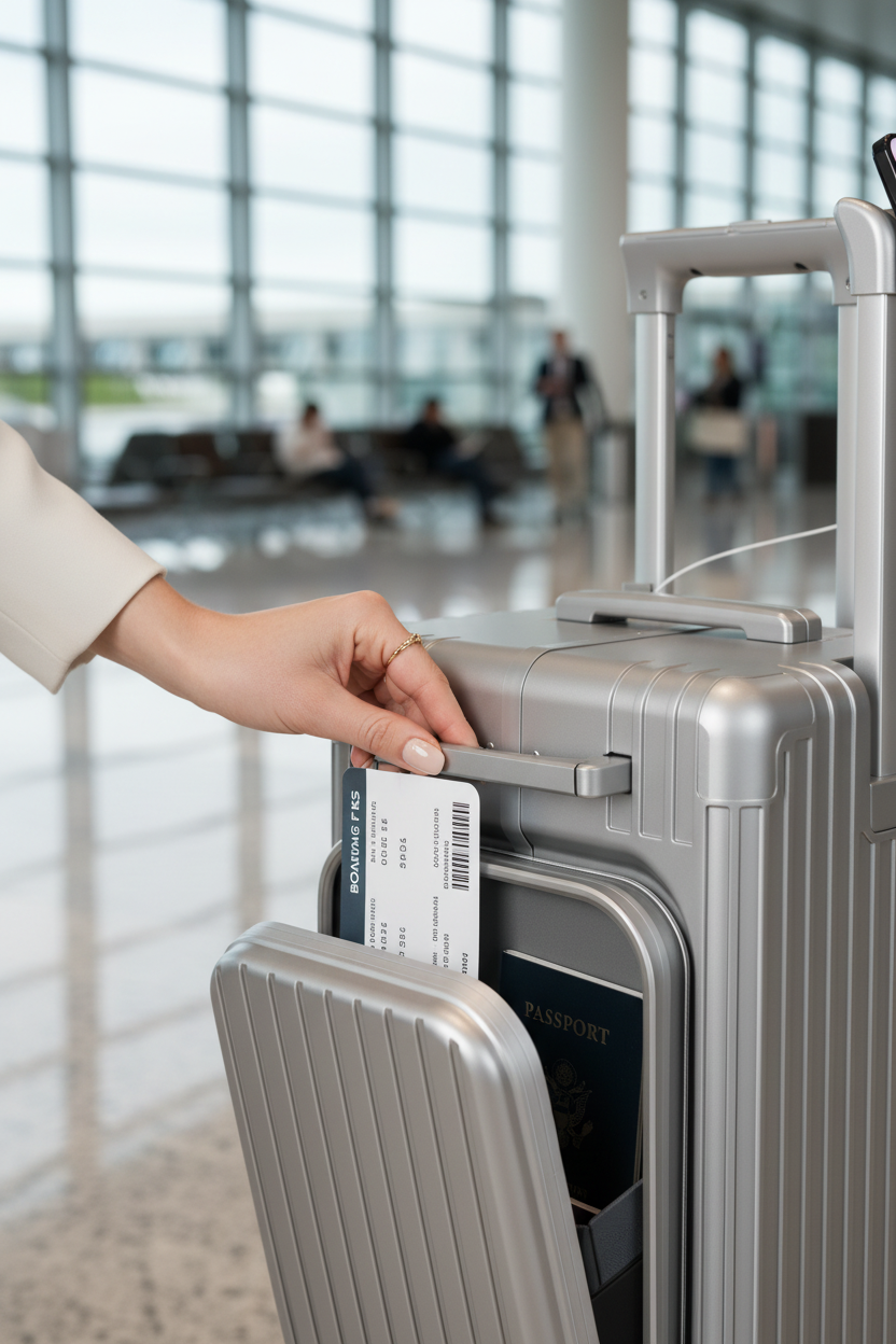 Close-up of compartment opening