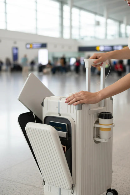 Close-up of compartments opening