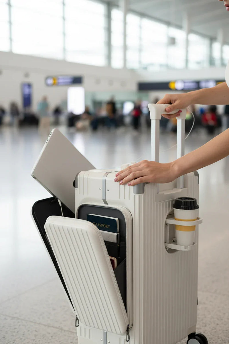 Close-up of compartments opening