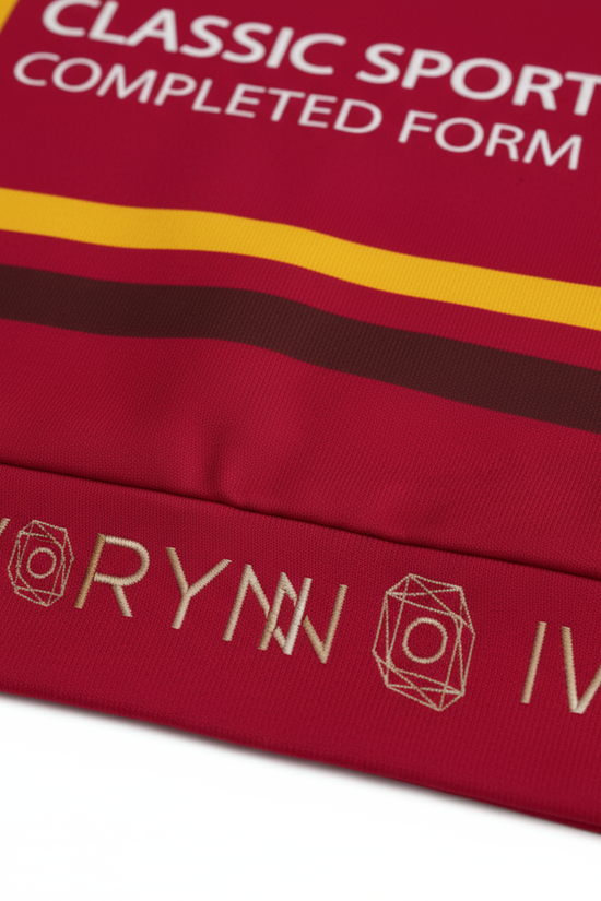 Close-up of fabric texture and IVORYNN branding