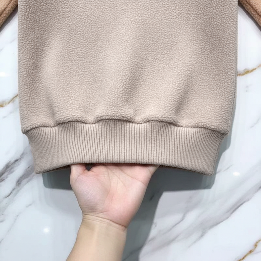 Double Sided German Fleece Cream Thickened Sweater