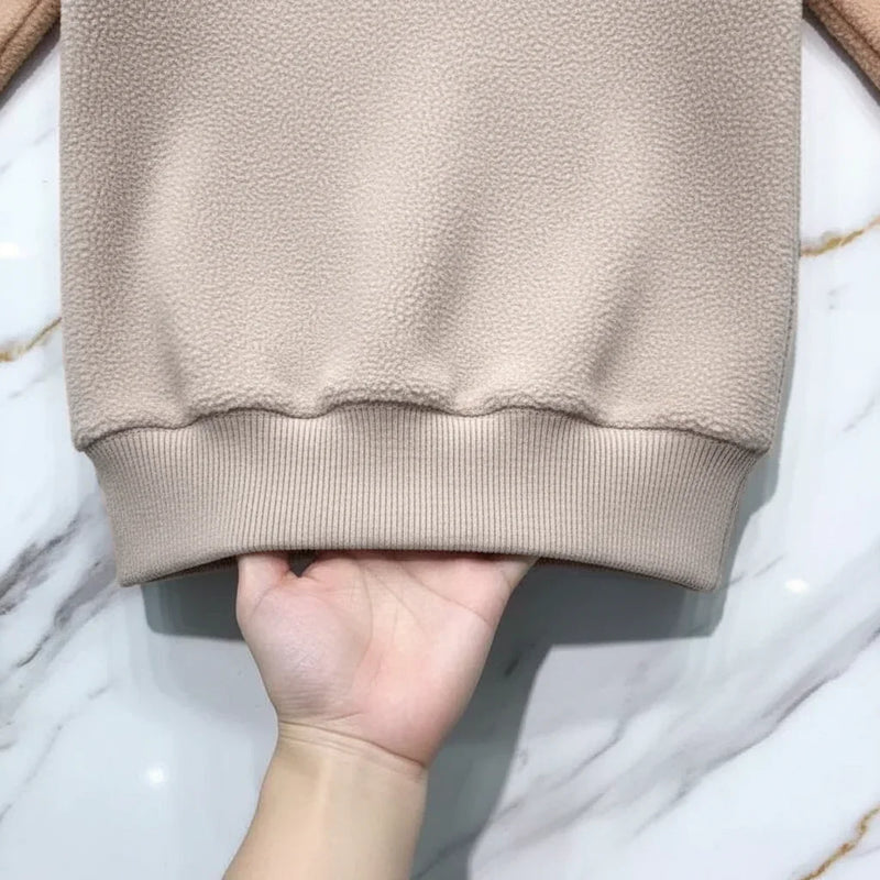 Double Sided German Fleece Cream Thickened Sweater