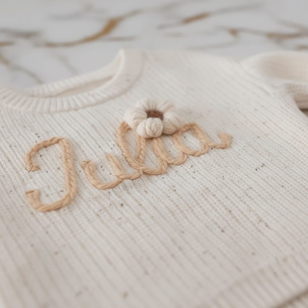 Close-up of "Julia" embroidery