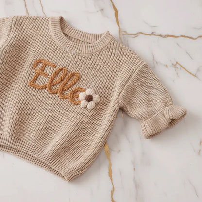 Close-up of knitted texture and sleeves