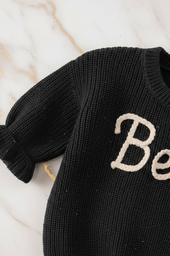 Close-up of knitted texture and sleeves