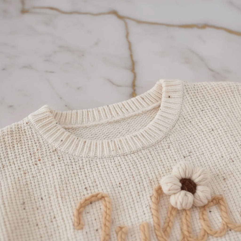 Close-up of neckline and collar