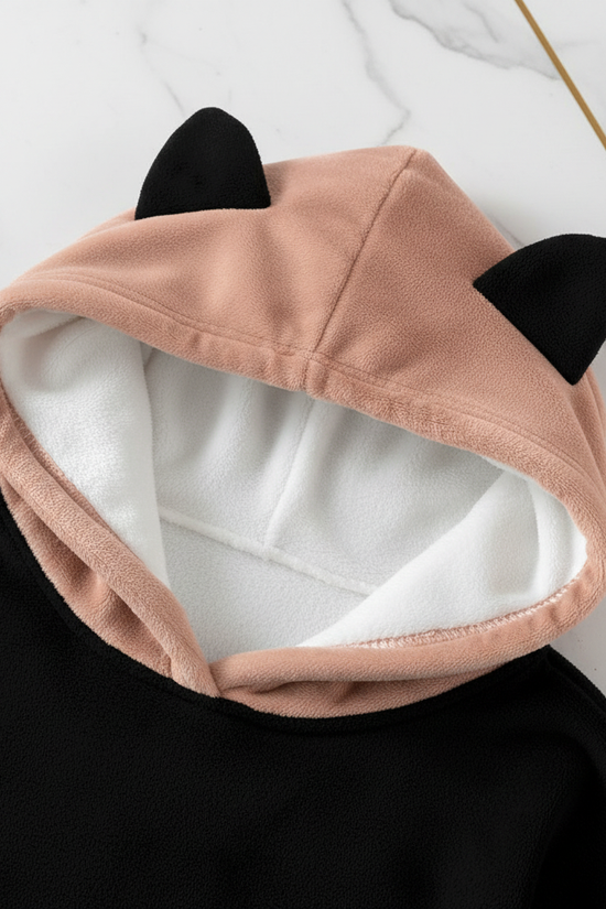 Close-up of pink and white fleece lining