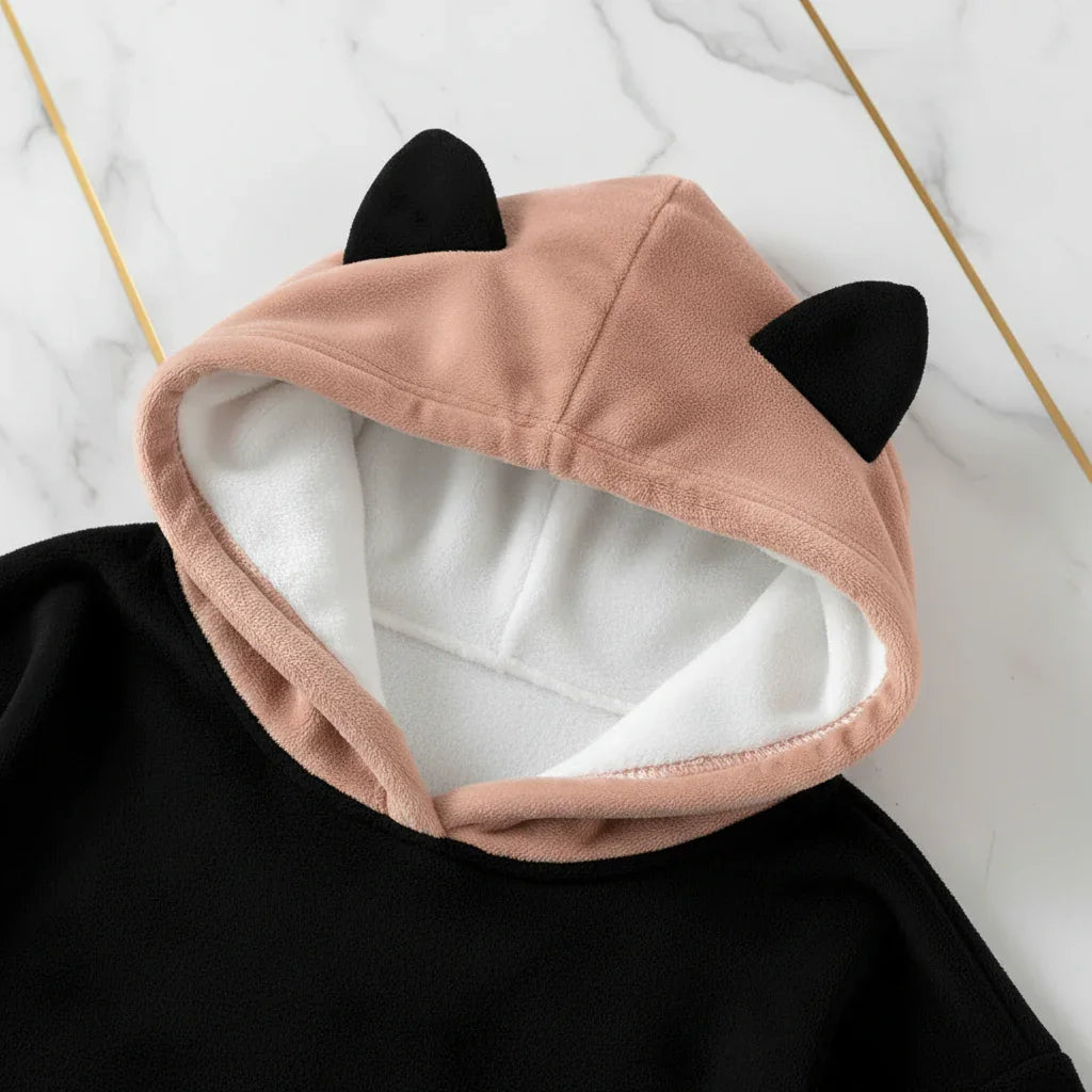 Close-up of pink and white fleece lining