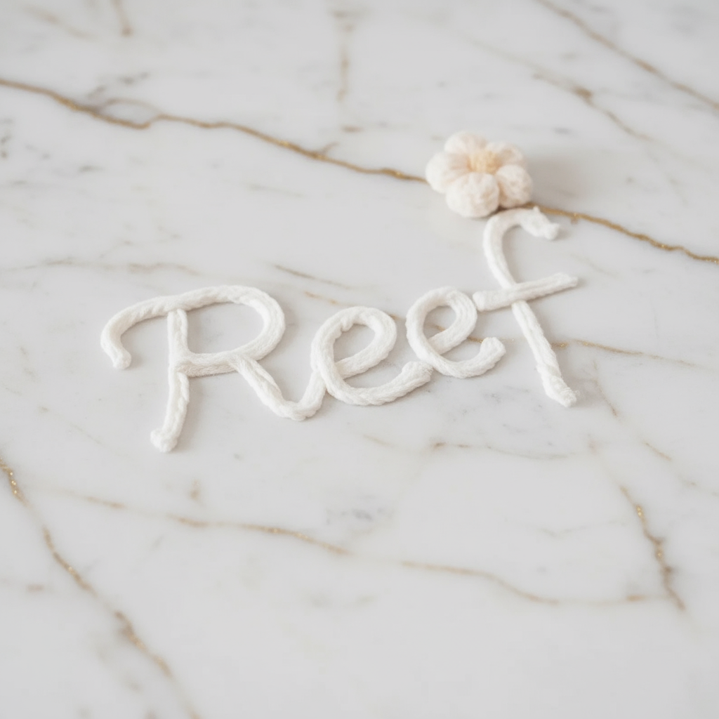 Close-up of "Reef" embroidered text