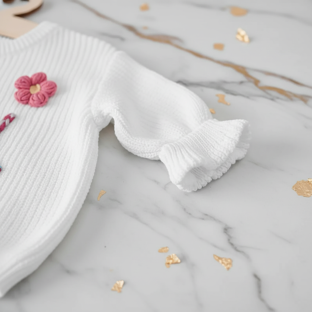 Close-up of ruffled sleeves