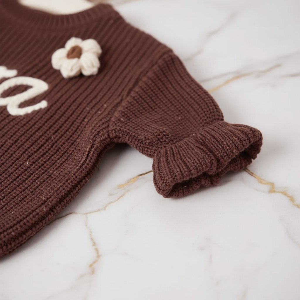 Close-up of ruffled sleeves