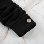 Close-up of sleeve and button construction