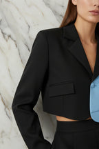 Close-up of sleeve and color block transition