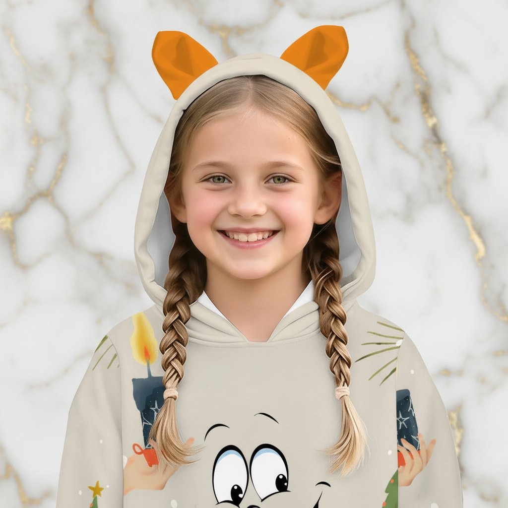 Close-up of smiley face and hood