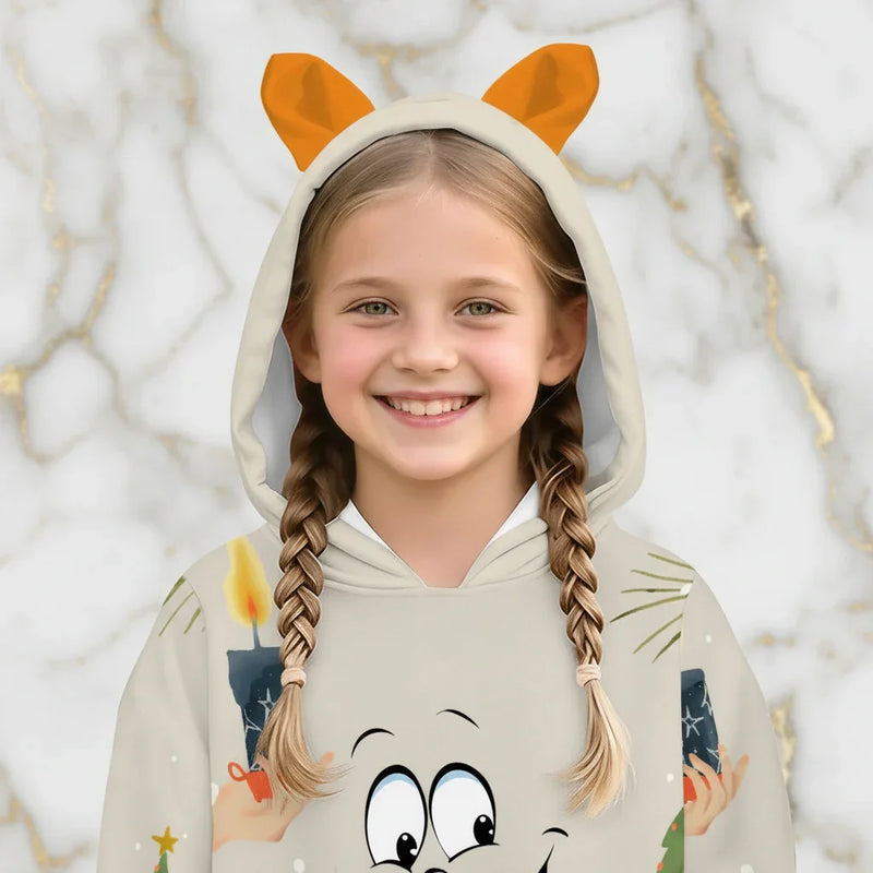 Close-up of smiley face and hood