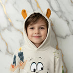 Close-up of smiley face and hood