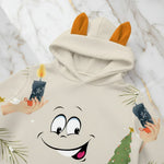 Close-up of smiley face and reindeer ears