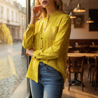 Close-up of yellow shirt details