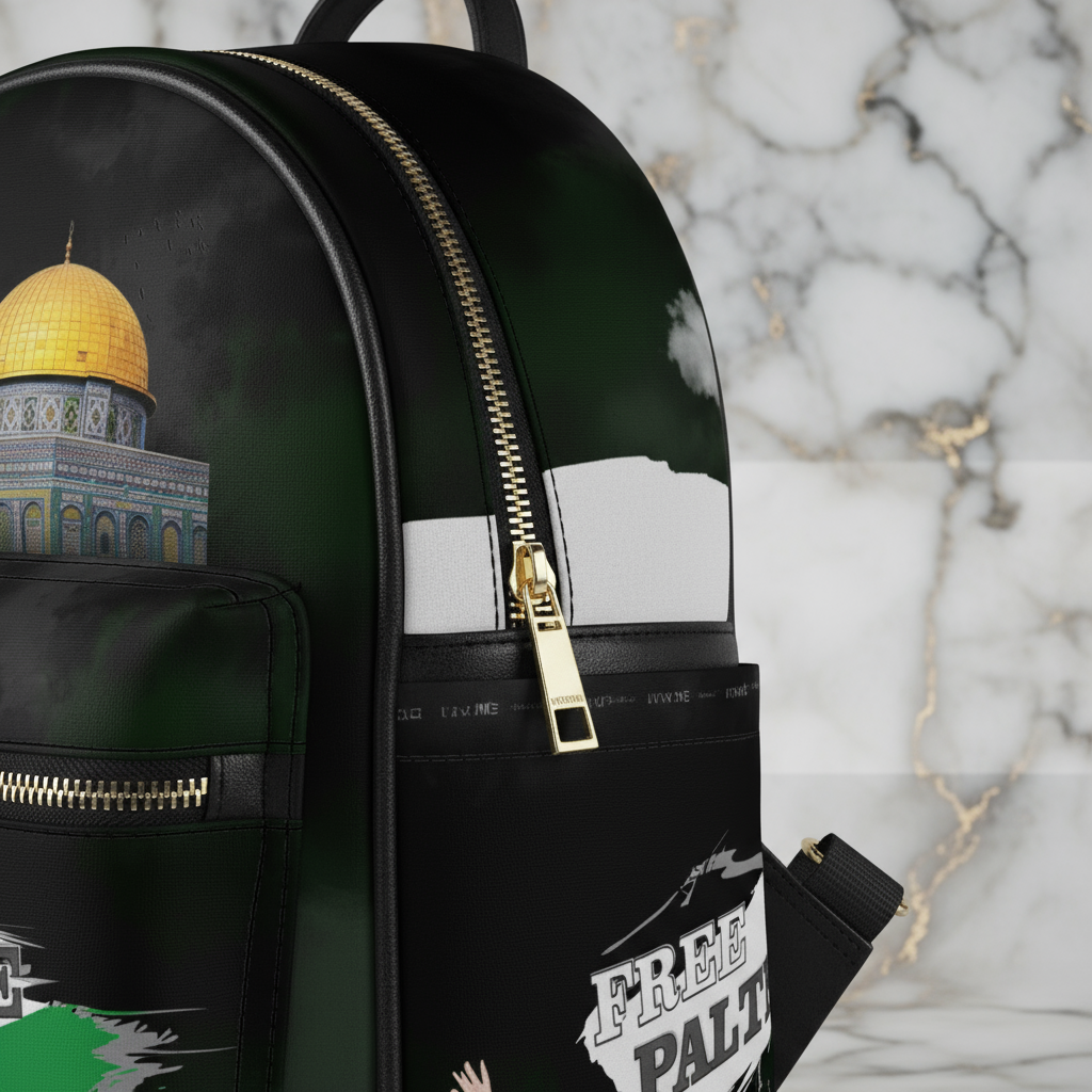 Close-up of zipper and front pocket