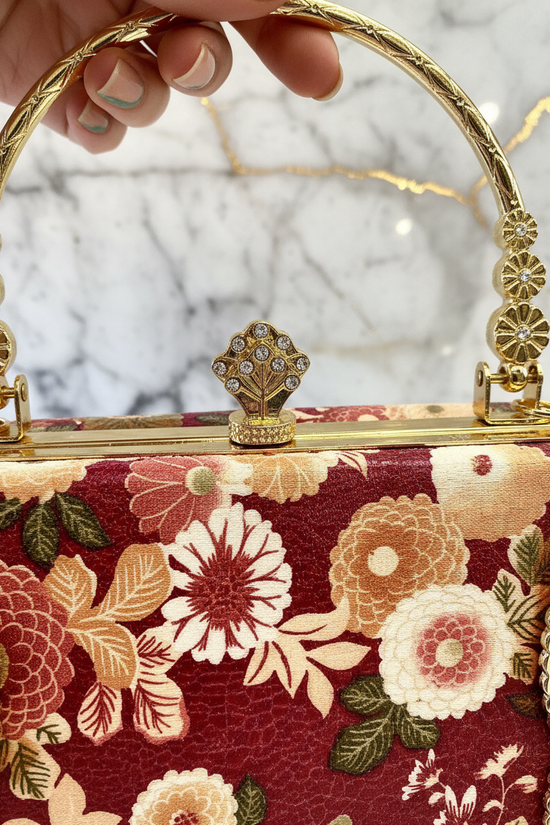 Close-Up - Ornate Clasp and Floral Embroidery Details