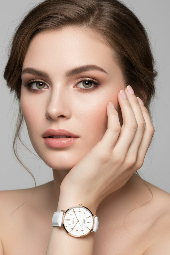 Close-up portrait with hand near chin