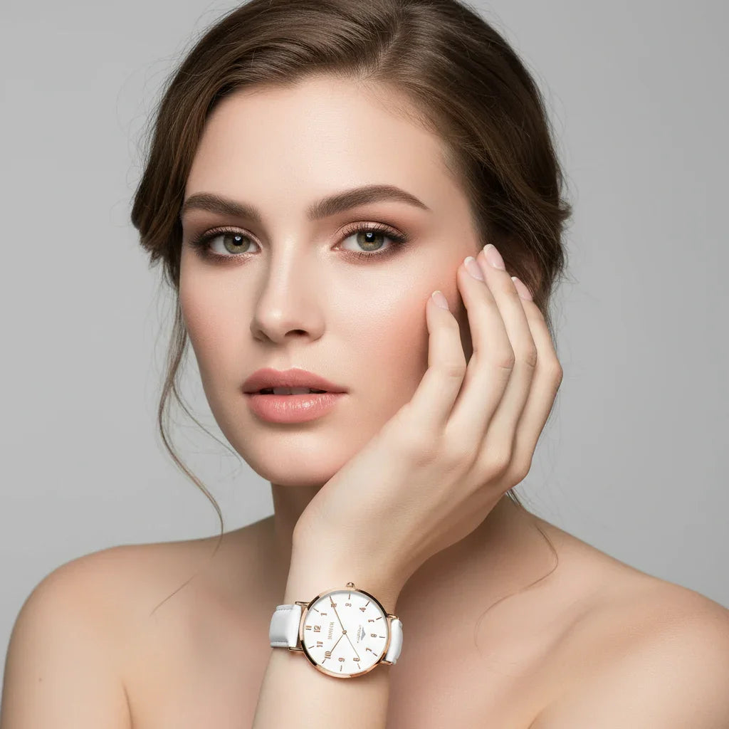 Close-up portrait with hand near chin