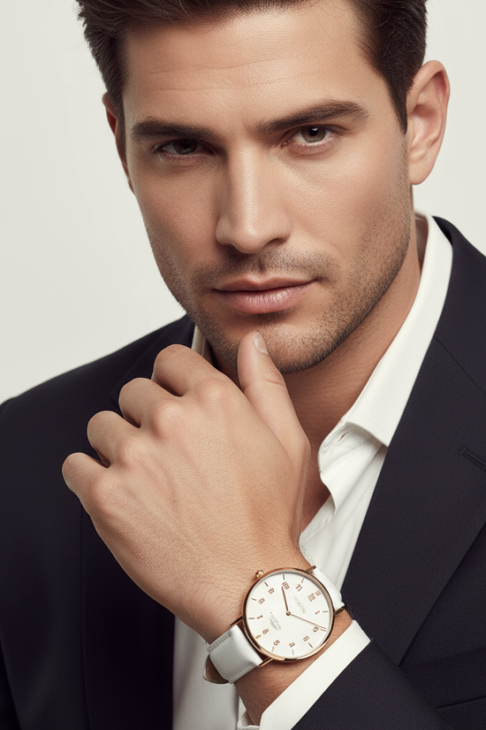 Close-up portrait with hand near chin