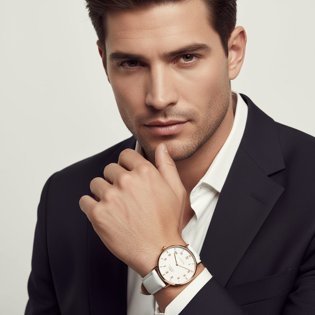 Close-up portrait with hand near chin