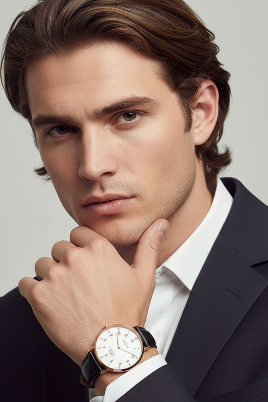 Close-up portrait with hand near chin