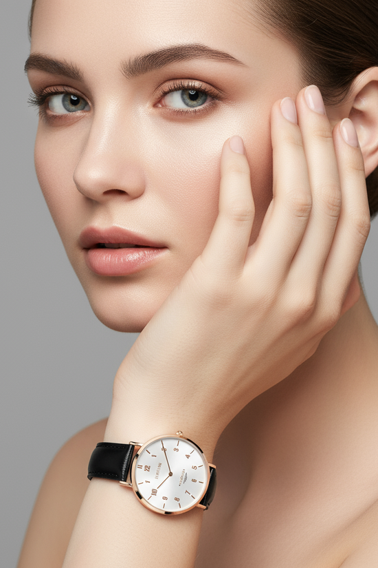 Close-up portrait with hand near chin