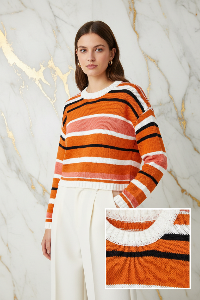 Close-up - ribbed neckline detail