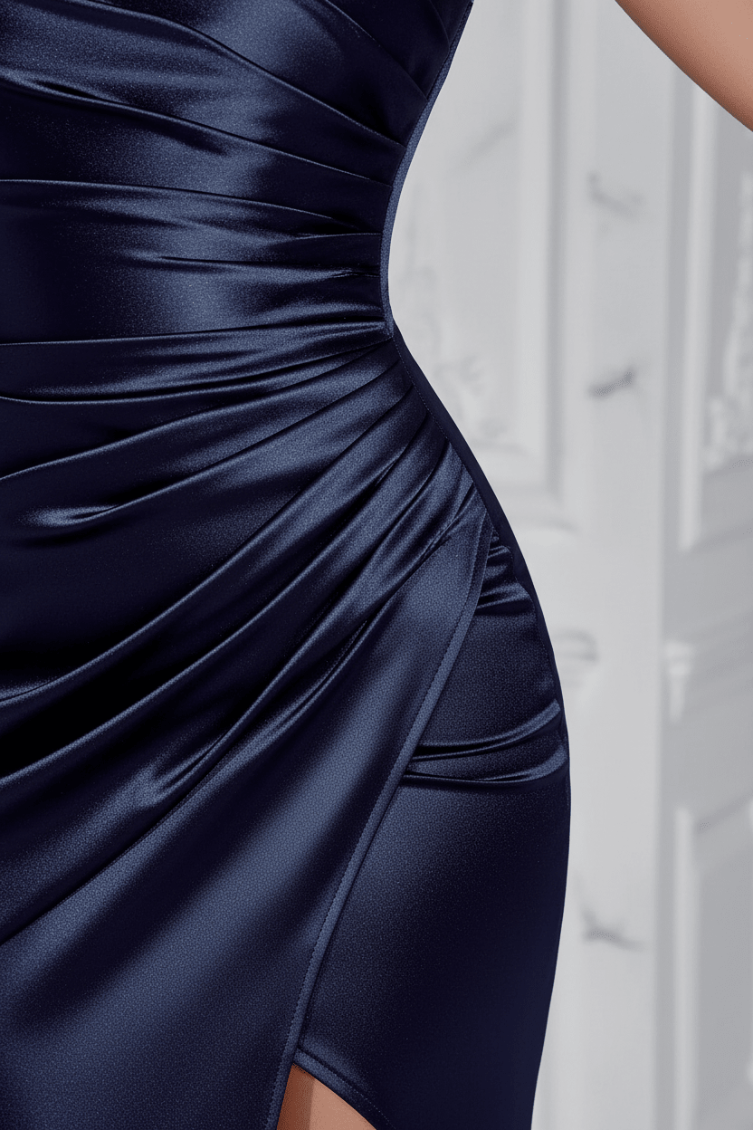 Close-up ruching bodice detail