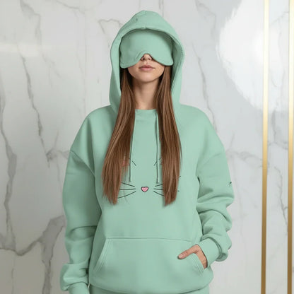 Close-up upper body showing hoodie details