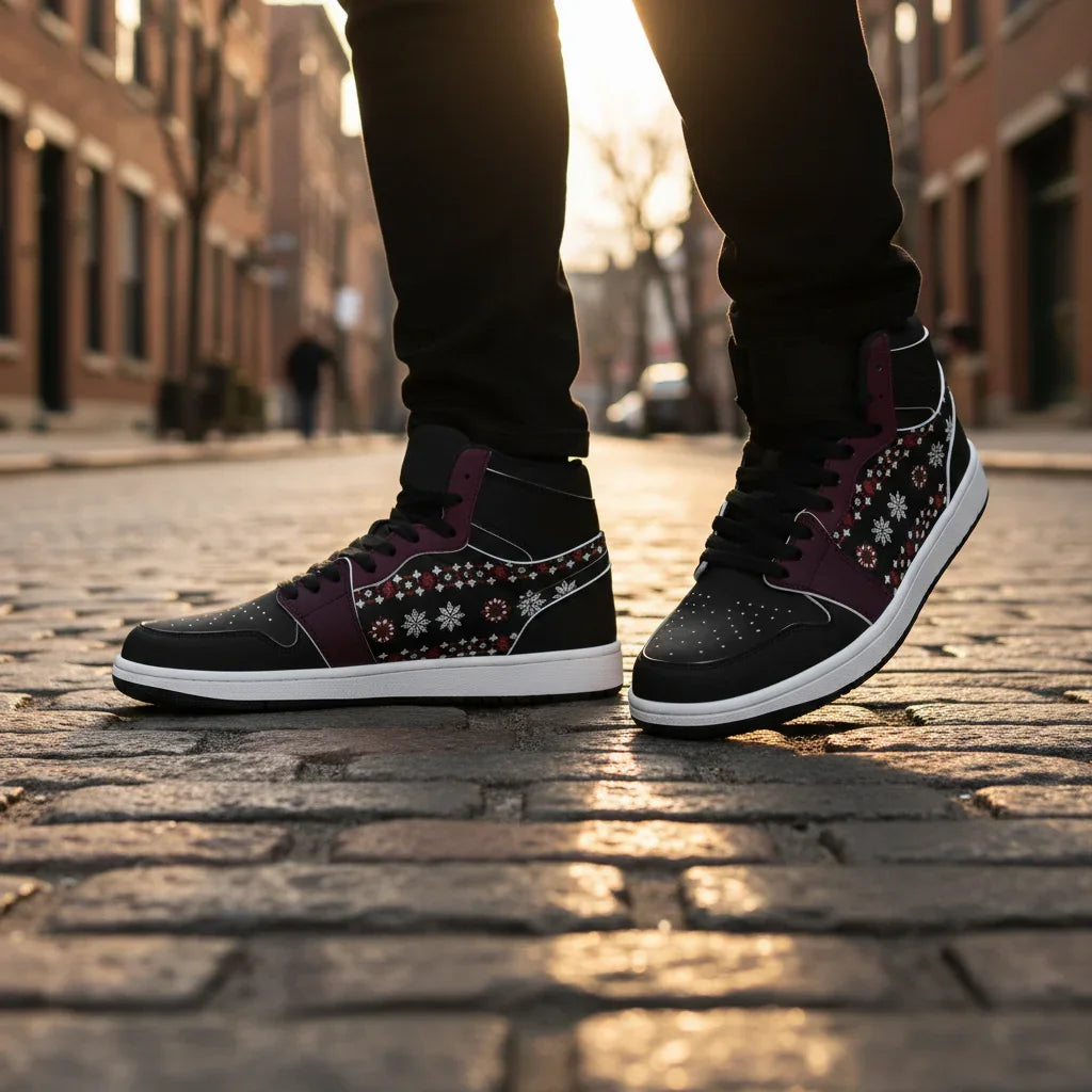 Close-up walking on cobblestone