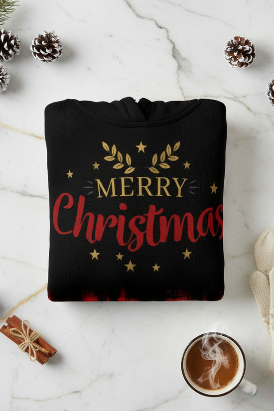 Close-up with pine cones, mittens, and warm mug