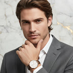 Close-up with styled brown hair