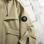 Close-up zipper pull and fabric texture