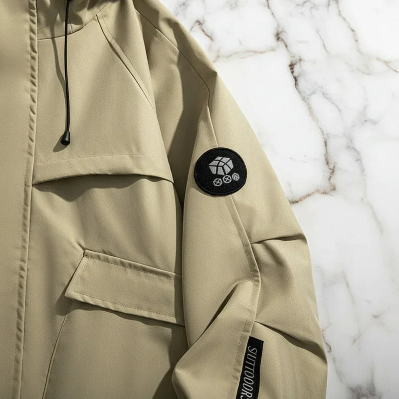 Close-up zipper pull and fabric texture