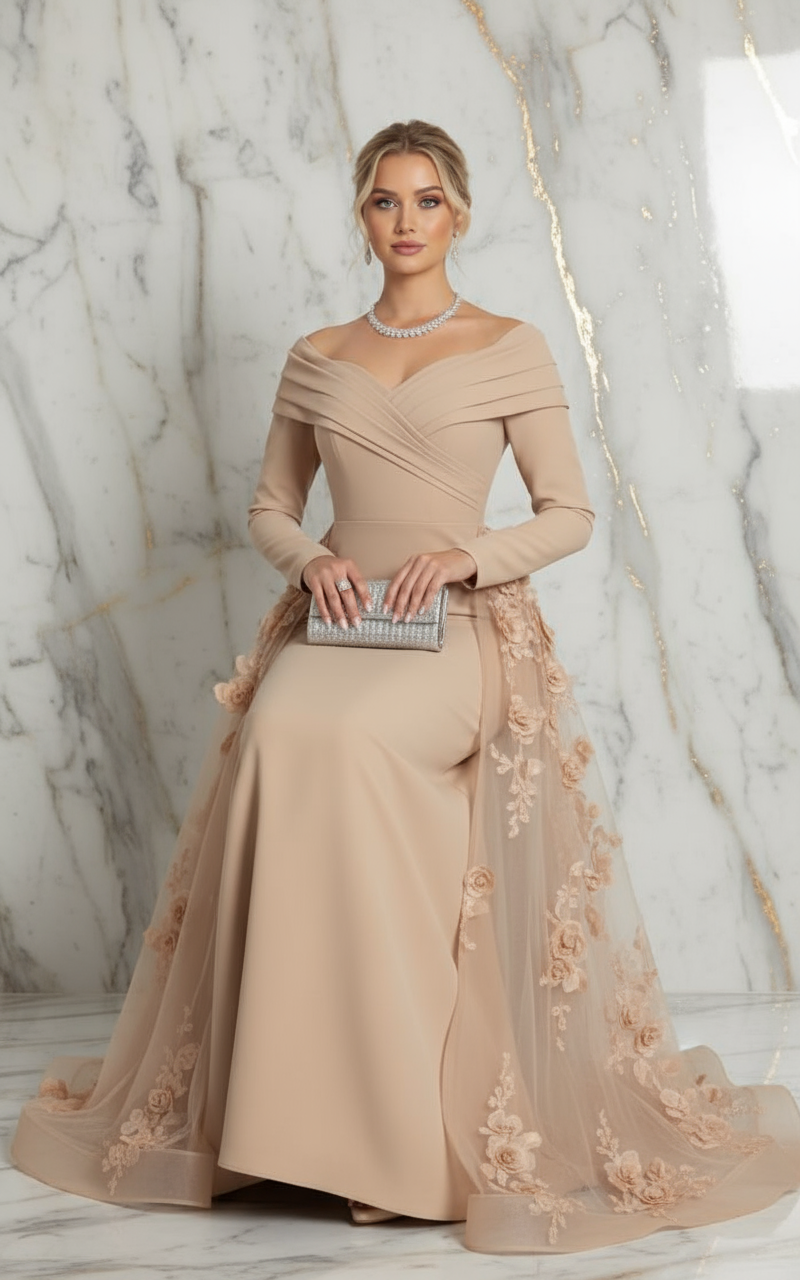 Closer seated pose - Beige gown
