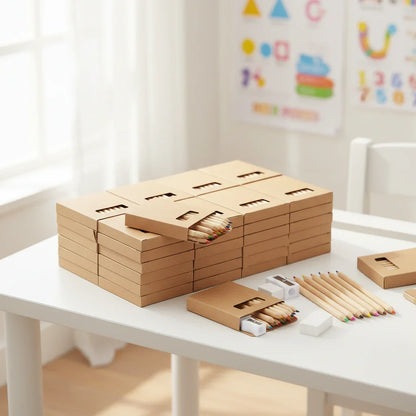 Colored pencils on children's desk