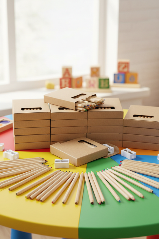 Colored pencils stacked artistically