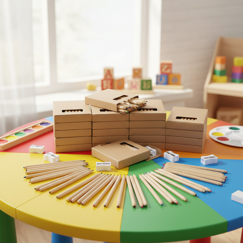 Colored pencils stacked artistically