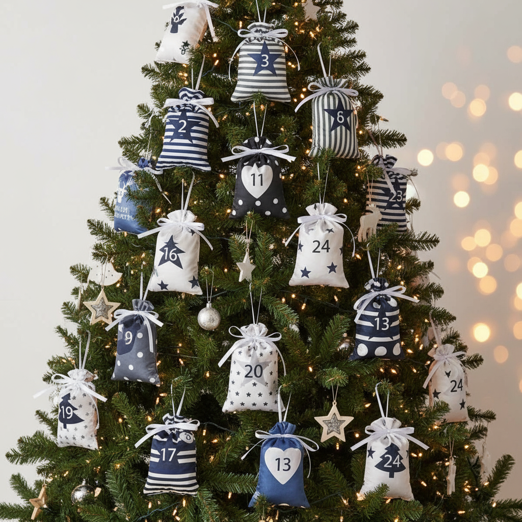 Complete Christmas tree with Nordic advent bags