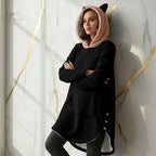 Confident casual pose against marble wall