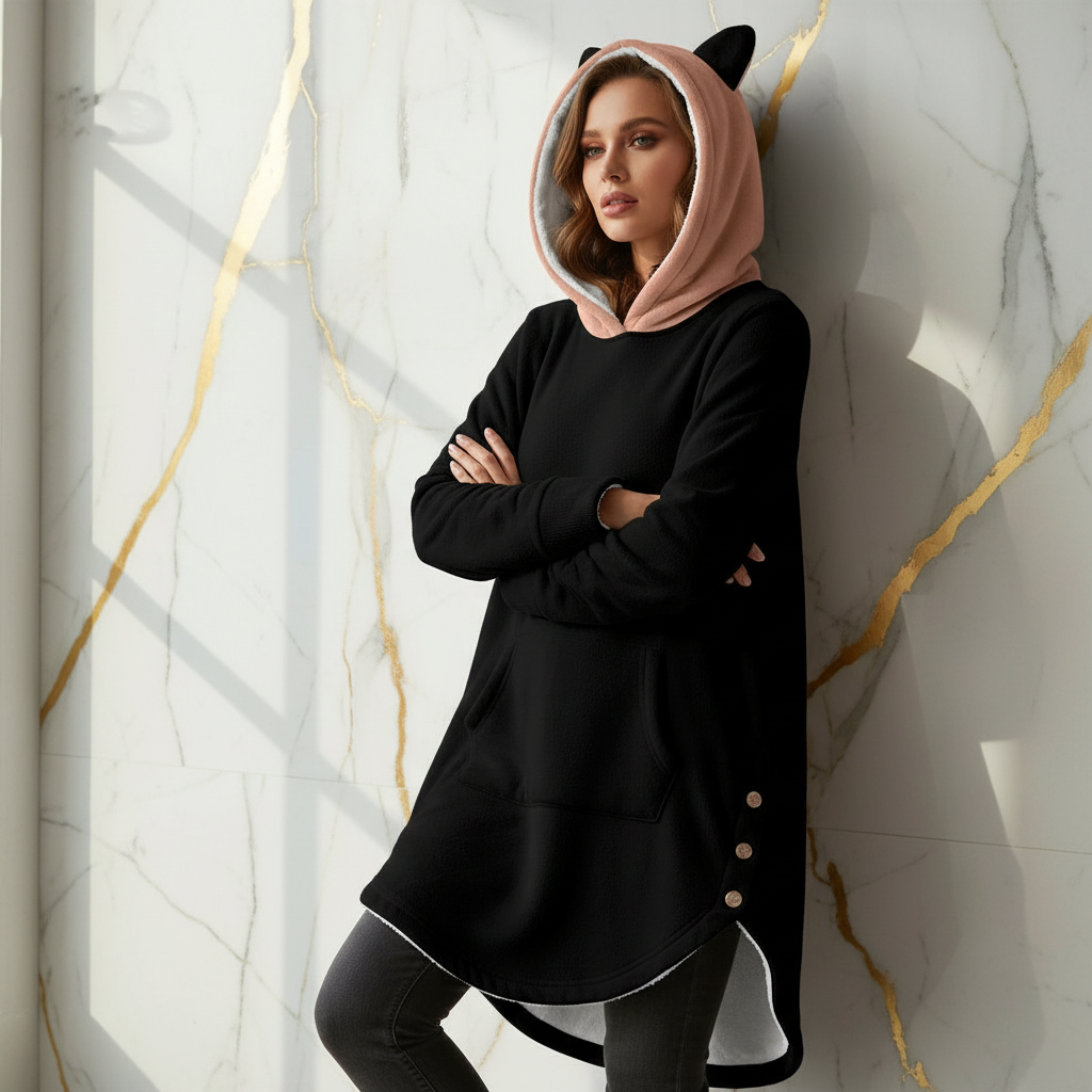 Confident casual pose against marble wall