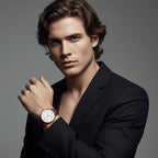 Confident pose with hand across chest