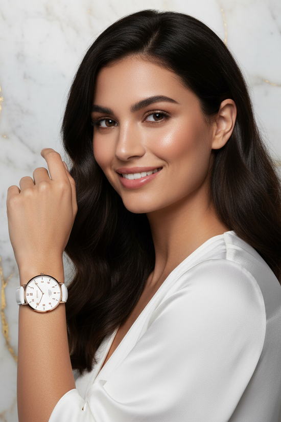 Confident smile with marble veining